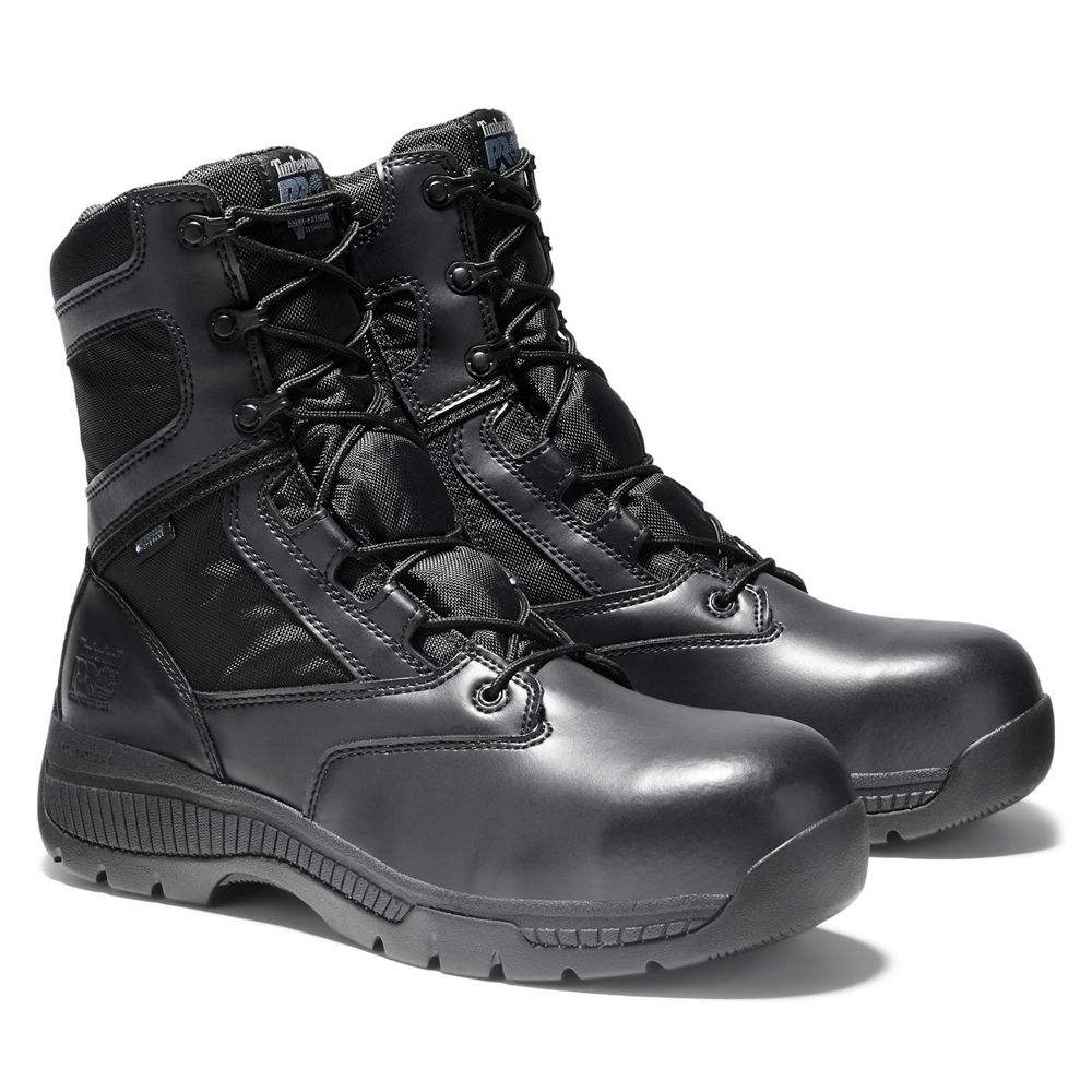 Timberland Pro Μποτακια Ανδρικα Μαυρα - Valor™ Duty 8\" Side-Zip Comp Toe - Greece 4680932-YW